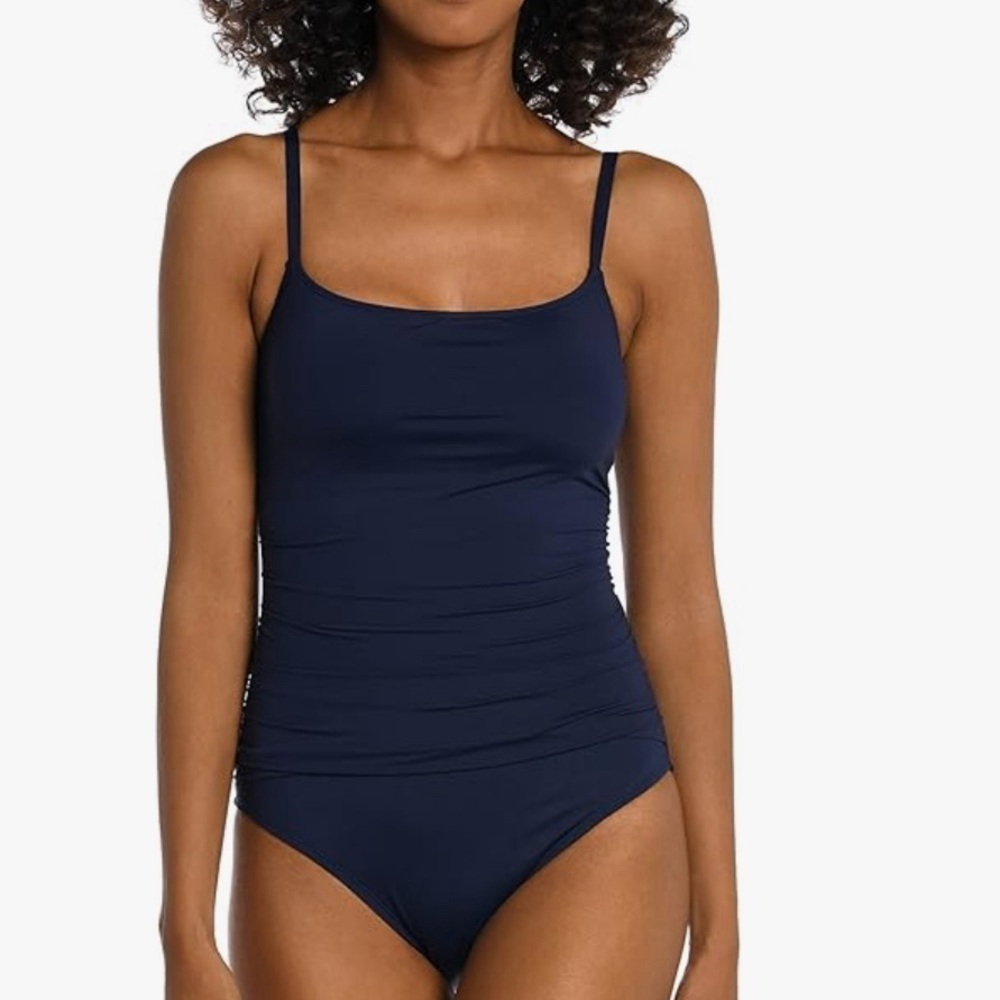 La Blanca Island Goddess Rouched Body Lingerie Mio One Piece Swimsuit 16 Indigo